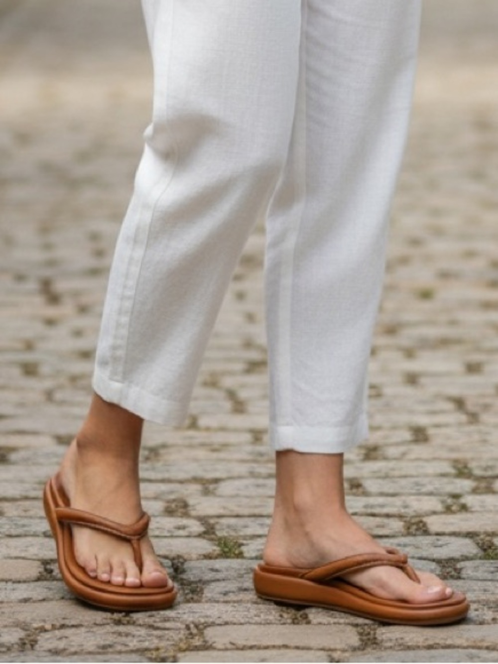 Olukai Brown Leather Classic Flip Flops